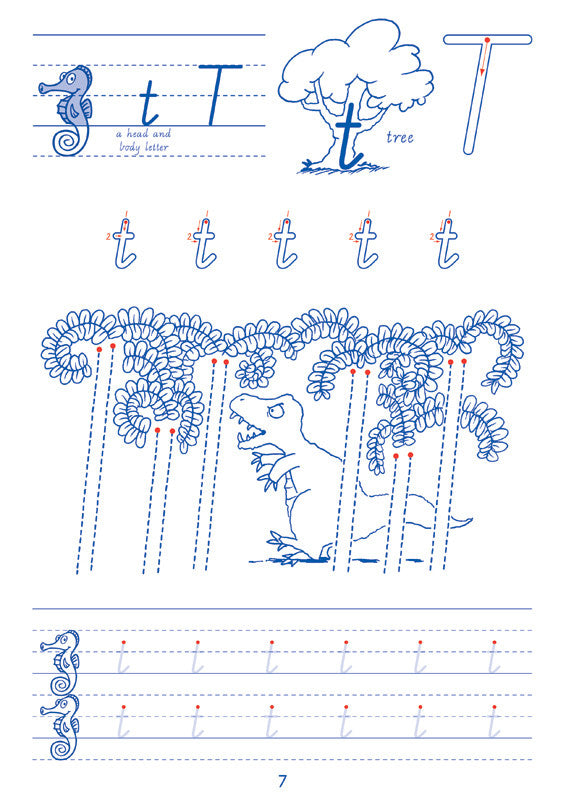 Sample interior page from the Targeting Handwriting WA Pre-Primary Student Book showing WA Modern Cursive practice activities