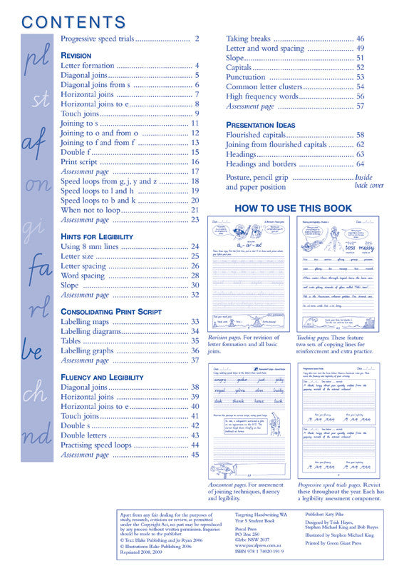 Sample inside page from the Targeting Handwriting WA Year 5 Student Book, taken from the publisher product gallery