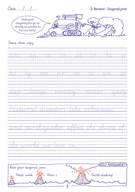 Sample inside page from the Targeting Handwriting WA Year 5 Student Book, taken from the publisher product gallery