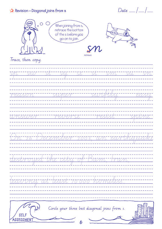Sample inside page from the Targeting Handwriting WA Year 5 Student Book, taken from the publisher product gallery