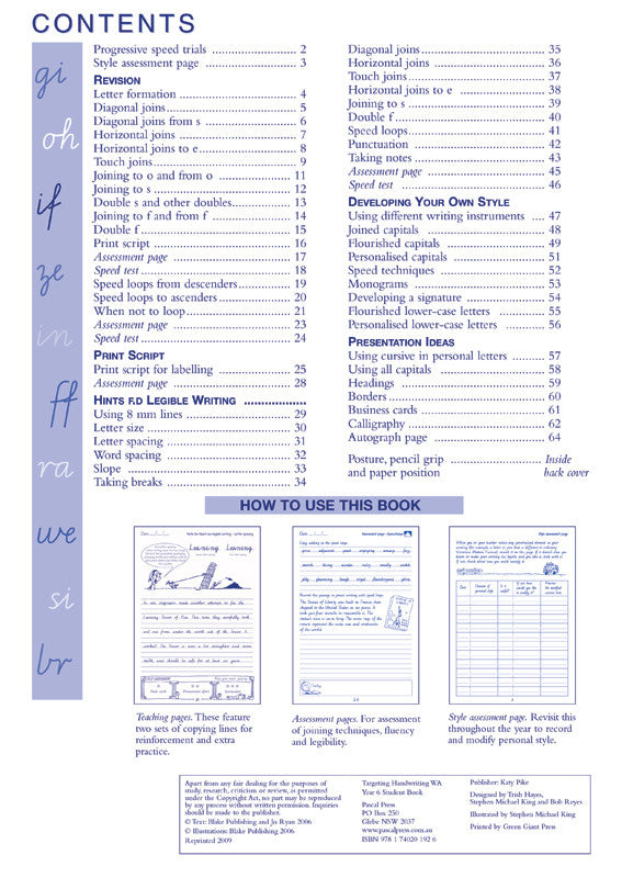 Sample inside page from the Targeting Handwriting WA Year 6 Student Book, taken from the publisher product gallery