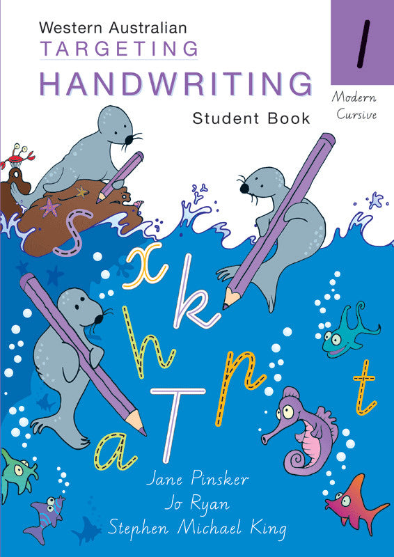Front cover of the Targeting Handwriting WA Year 1 Student Book by Pascal Press, a WA Modern Cursive workbook