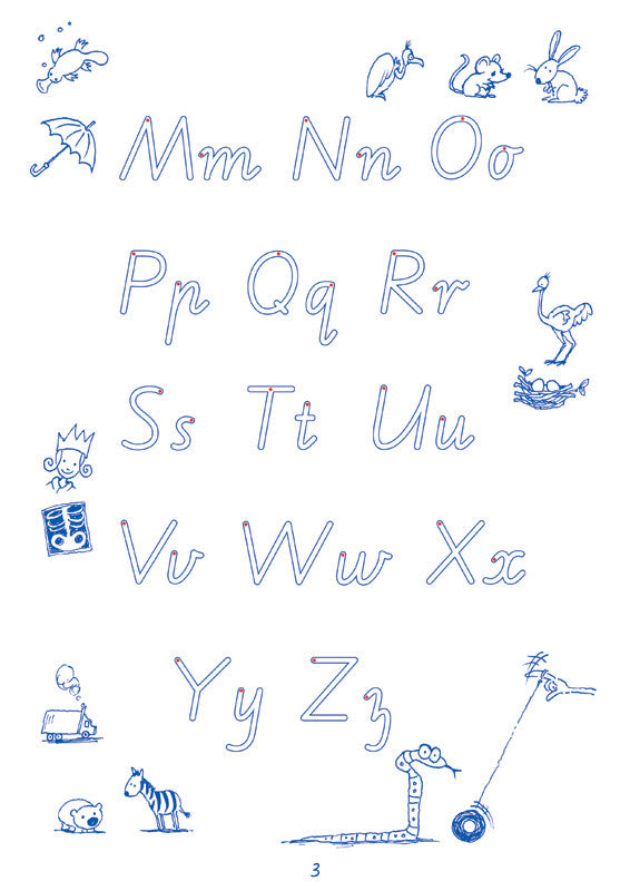 Sample interior page from the Targeting Handwriting WA Year 1 Student Book showing WA Modern Cursive practice activities