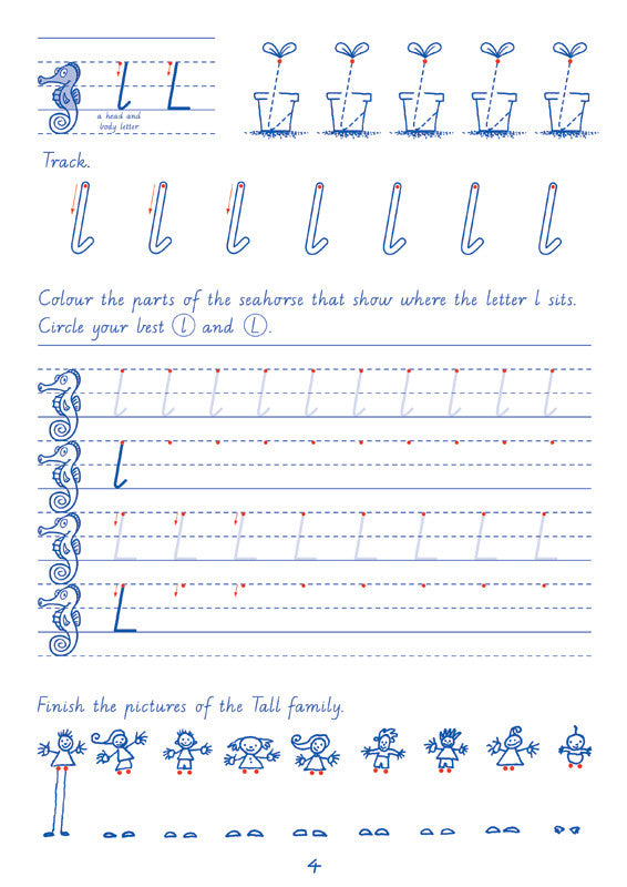 Sample interior page from the Targeting Handwriting WA Year 1 Student Book showing WA Modern Cursive practice activities