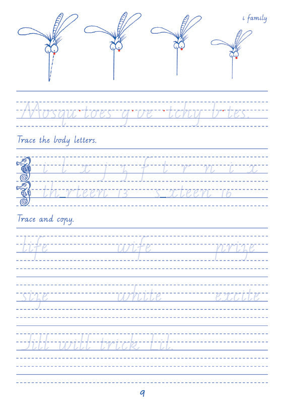 Sample interior page from the Targeting Handwriting WA Year 2 Student Book showing WA Modern Cursive practice activities