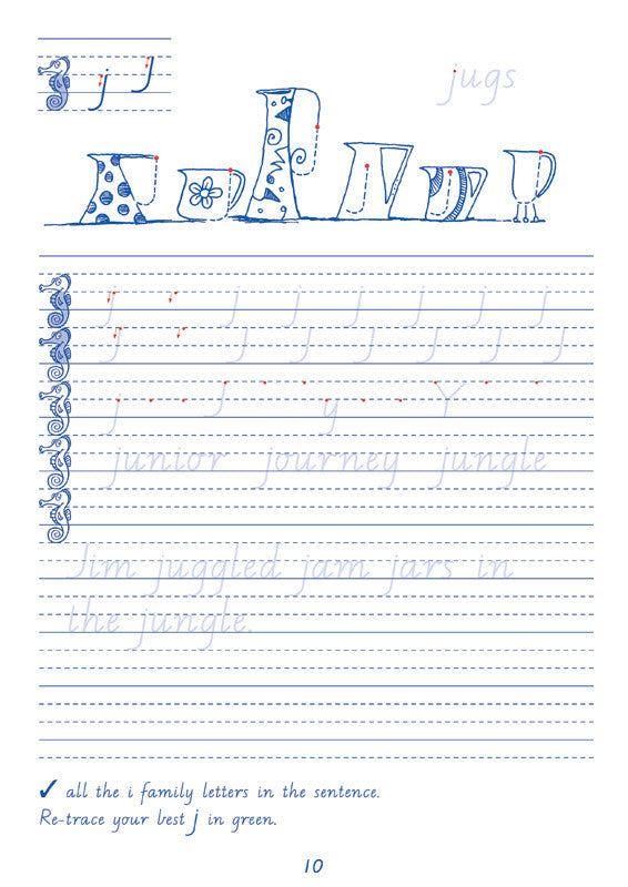 Sample interior page from the Targeting Handwriting WA Year 2 Student Book showing WA Modern Cursive practice activities
