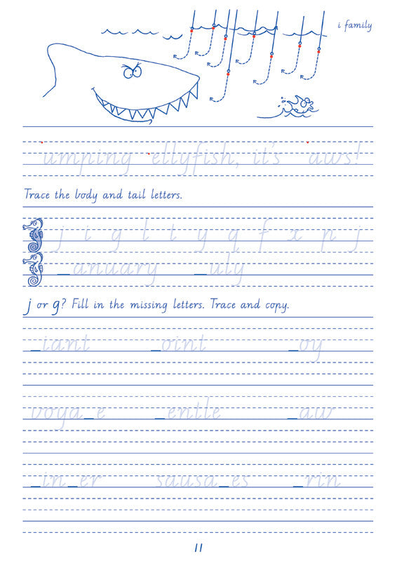 Sample interior page from the Targeting Handwriting WA Year 2 Student Book showing WA Modern Cursive practice activities
