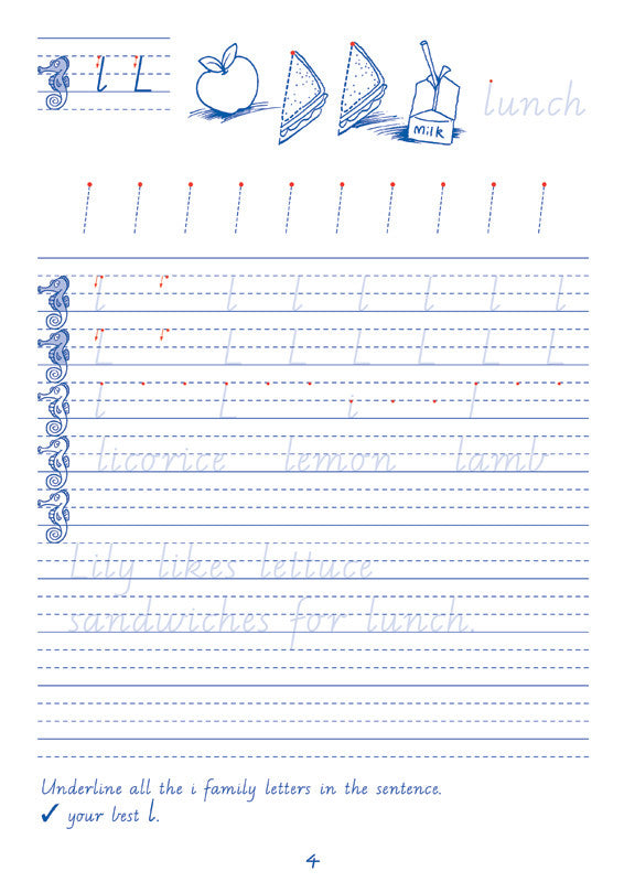 Sample interior page from the Targeting Handwriting WA Year 2 Student Book showing WA Modern Cursive practice activities