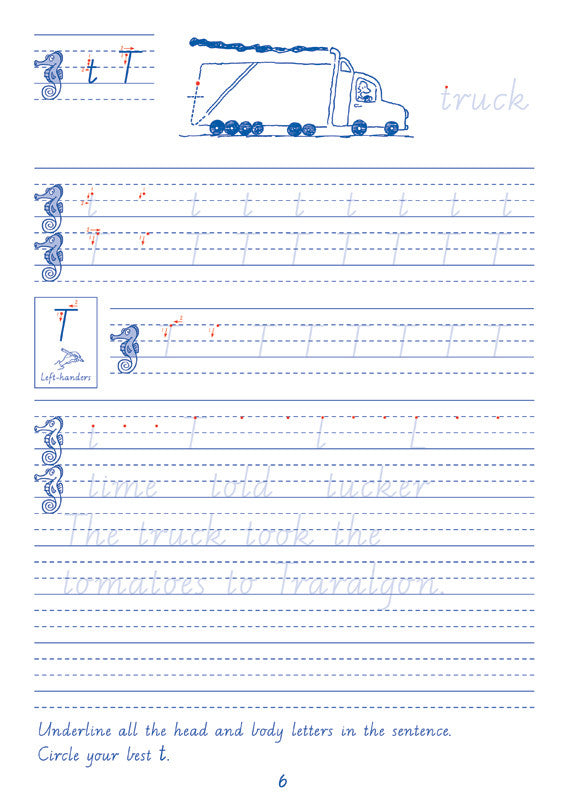 Sample interior page from the Targeting Handwriting WA Year 2 Student Book showing WA Modern Cursive practice activities
