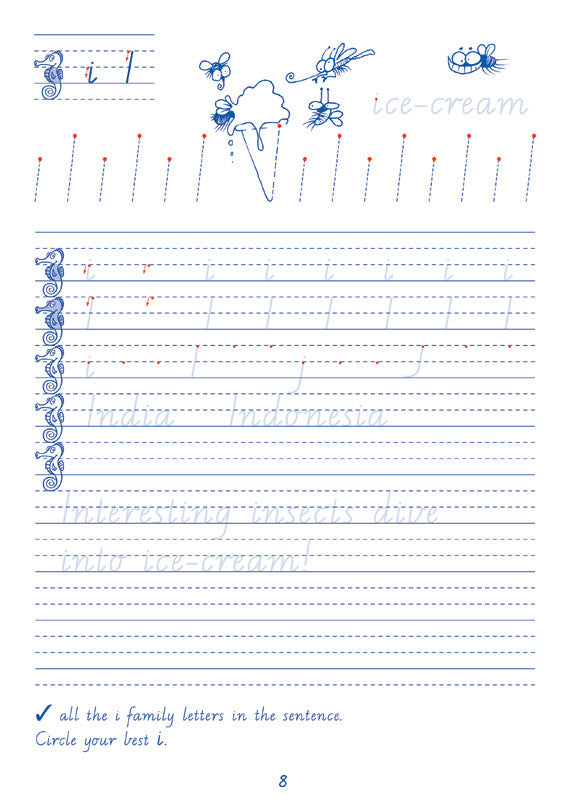 Sample interior page from the Targeting Handwriting WA Year 2 Student Book showing WA Modern Cursive practice activities