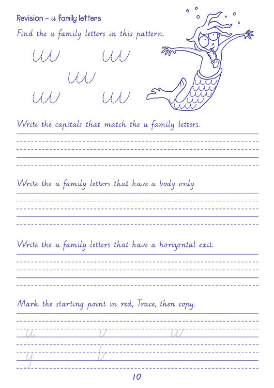 Sample interior page from the Targeting Handwriting WA Year 3 Student Book showing WA Modern Cursive practice activities