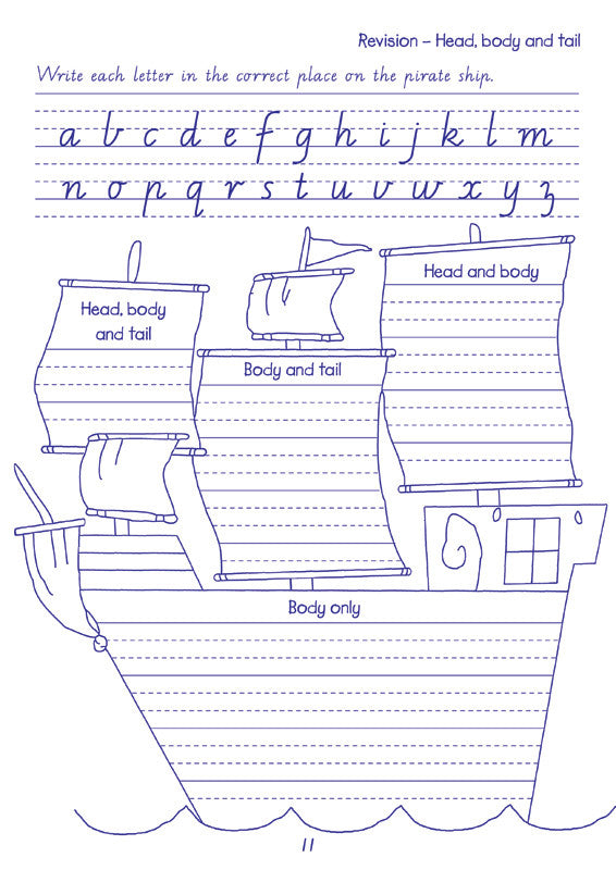 Sample interior page from the Targeting Handwriting WA Year 3 Student Book showing WA Modern Cursive practice activities