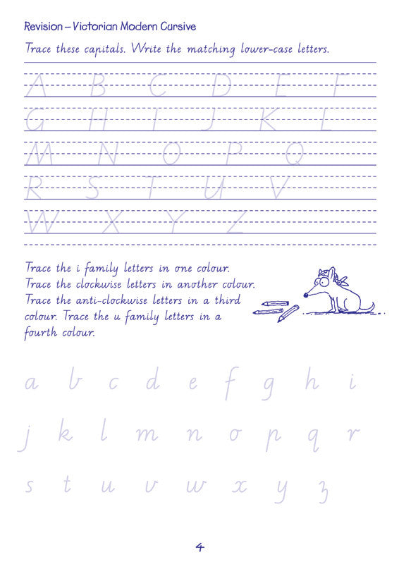 Sample interior page from the Targeting Handwriting WA Year 3 Student Book showing WA Modern Cursive practice activities