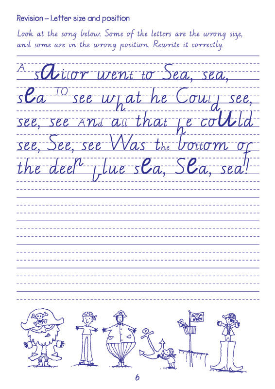Sample interior page from the Targeting Handwriting WA Year 3 Student Book showing WA Modern Cursive practice activities