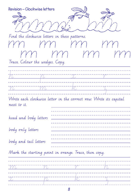 Sample interior page from the Targeting Handwriting WA Year 3 Student Book showing WA Modern Cursive practice activities