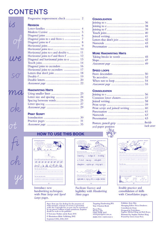 Sample inside page from the Targeting Handwriting WA Year 4 Student Book, taken from the publisher product gallery