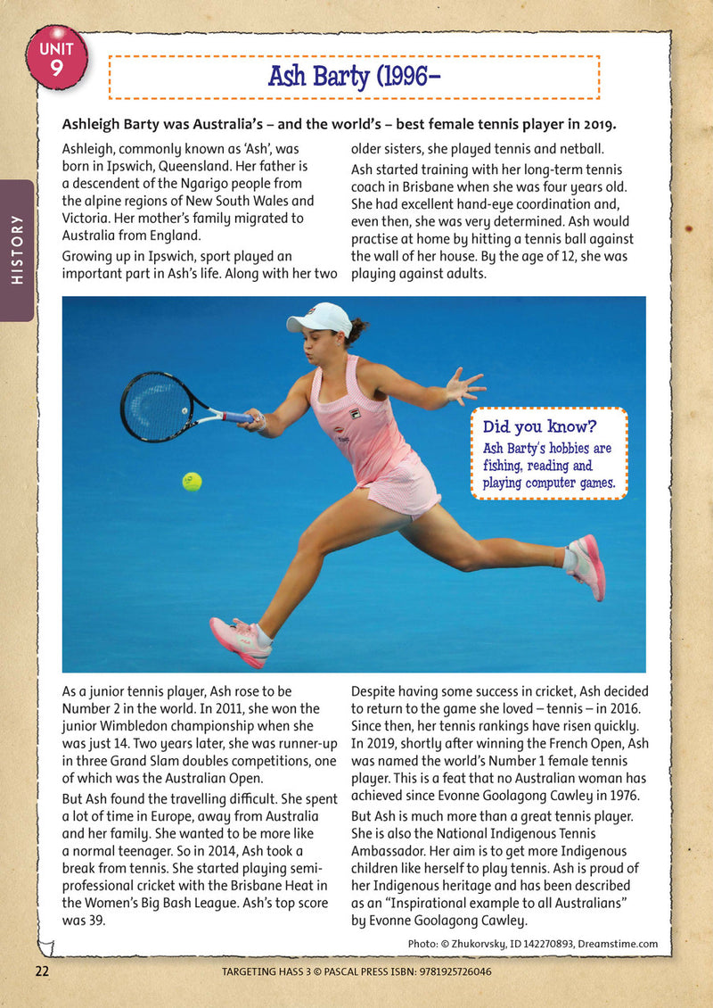 Sample inside page 22 of Targeting HASS Activity Book Year 3, shown in the publisher's preview gallery