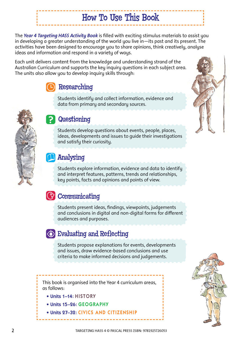 Sample inside page 2 of Targeting HASS Activity Book Year 4, shown in the publisher's preview gallery