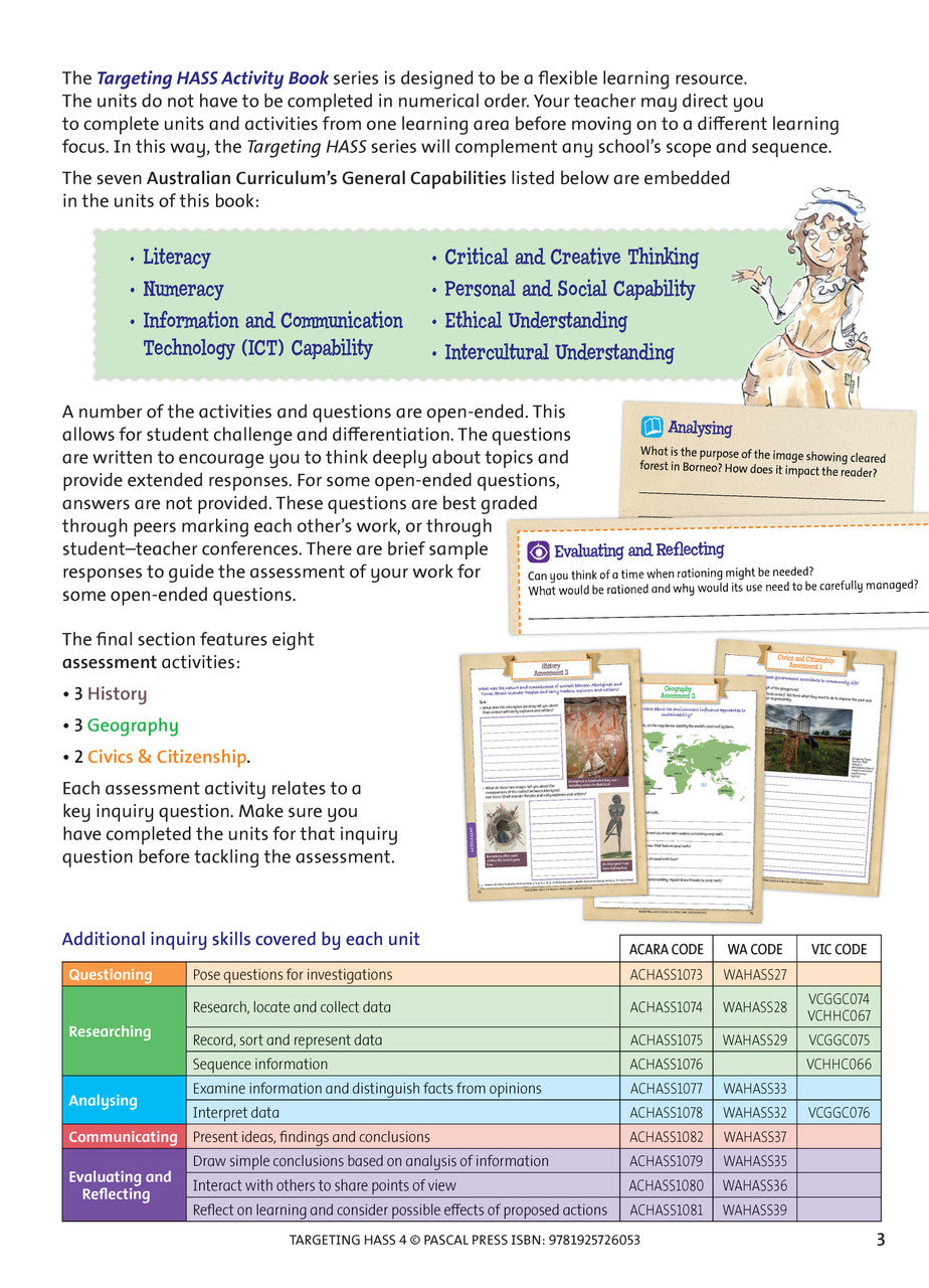 Sample inside page 3 of Targeting HASS Activity Book Year 4, shown in the publisher's preview gallery