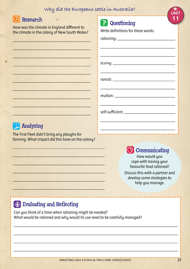 Sample inside page 27 of Targeting HASS Activity Book Year 4, shown in the publisher's preview gallery