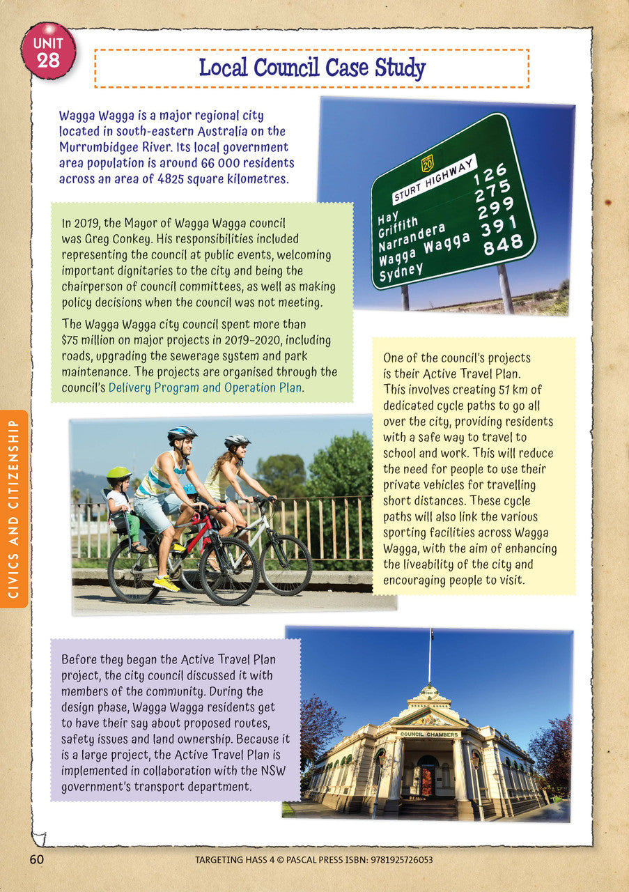 Sample inside page 60 of Targeting HASS Activity Book Year 4, shown in the publisher's preview gallery