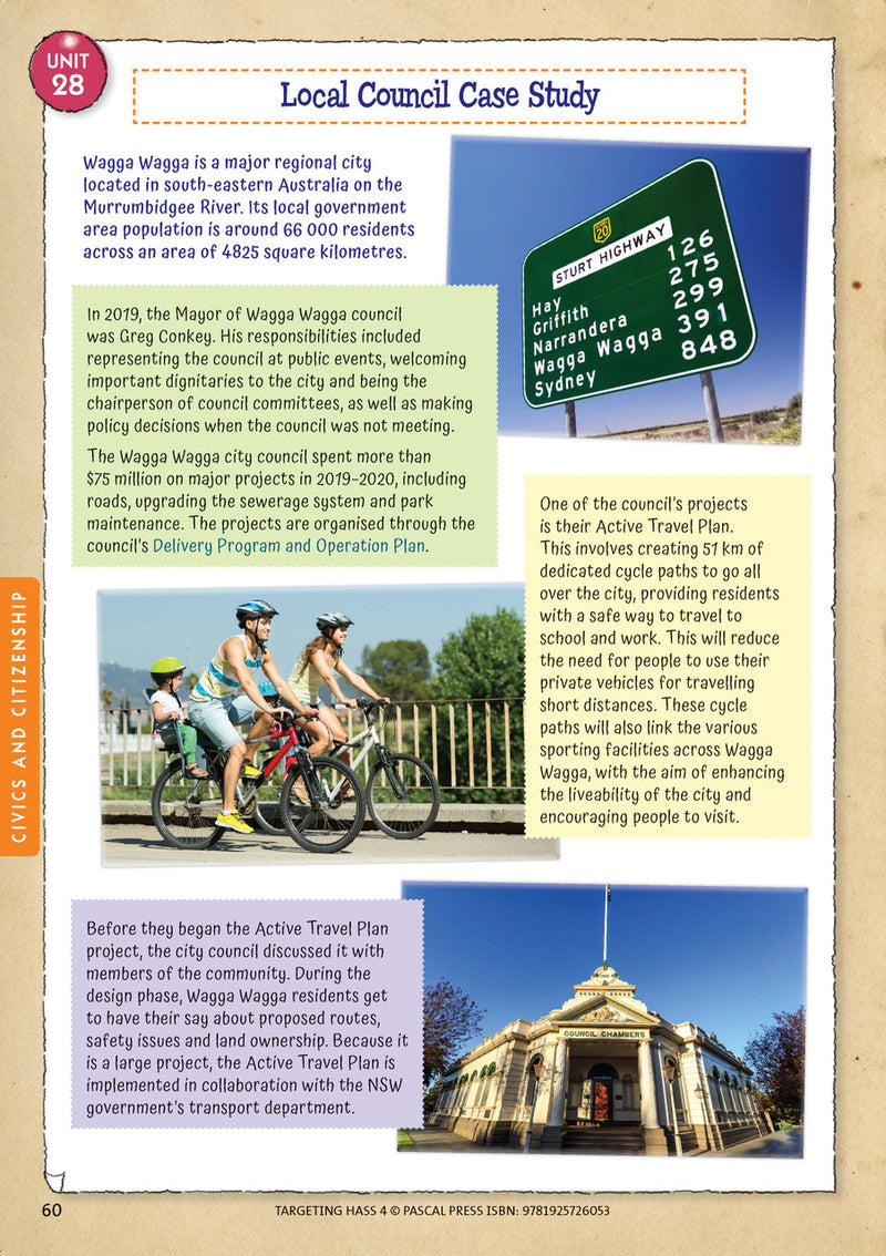 Sample inside page 60 of Targeting HASS Activity Book Year 4, shown in the publisher's preview gallery