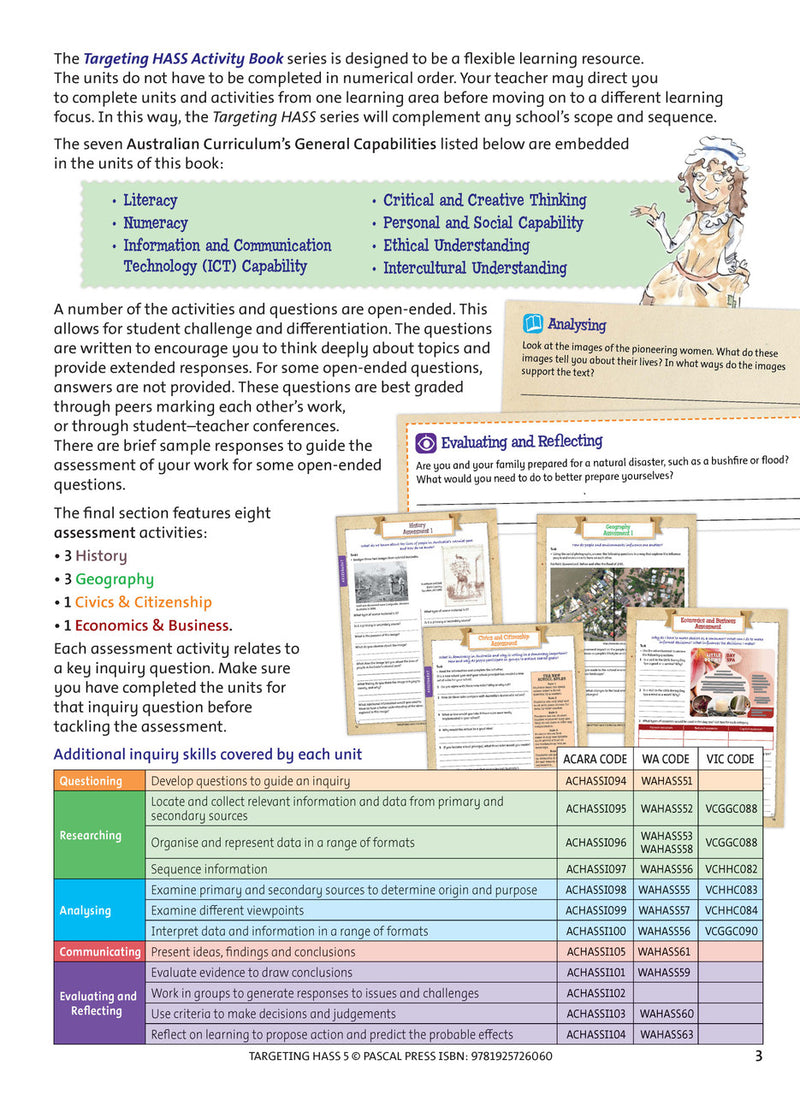 Sample inside page 3 of Targeting HASS Activity Book Year 5, shown in the publisher's preview gallery