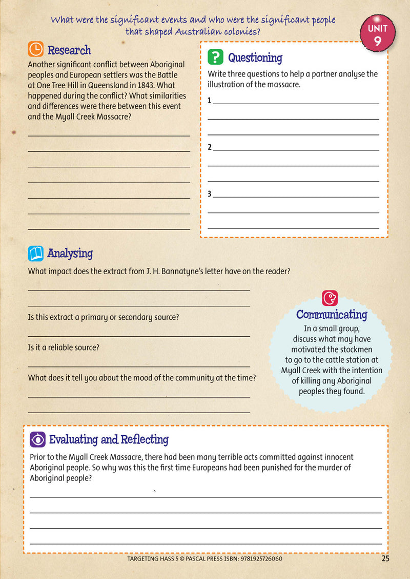 Sample inside page 25 of Targeting HASS Activity Book Year 5, shown in the publisher's preview gallery