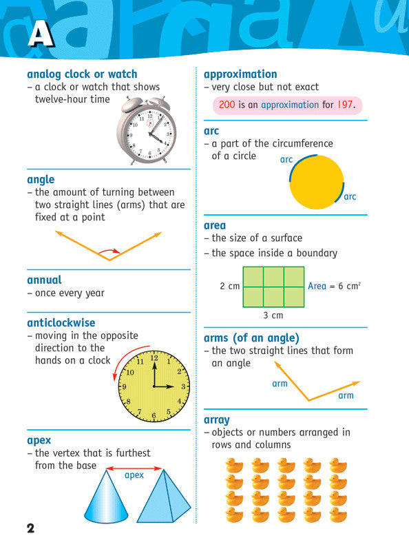 Sample inside page from the Targeting Maths Dictionary, taken from the publisher product gallery