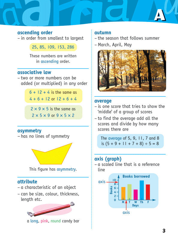 Sample inside page from the Targeting Maths Dictionary, taken from the publisher product gallery