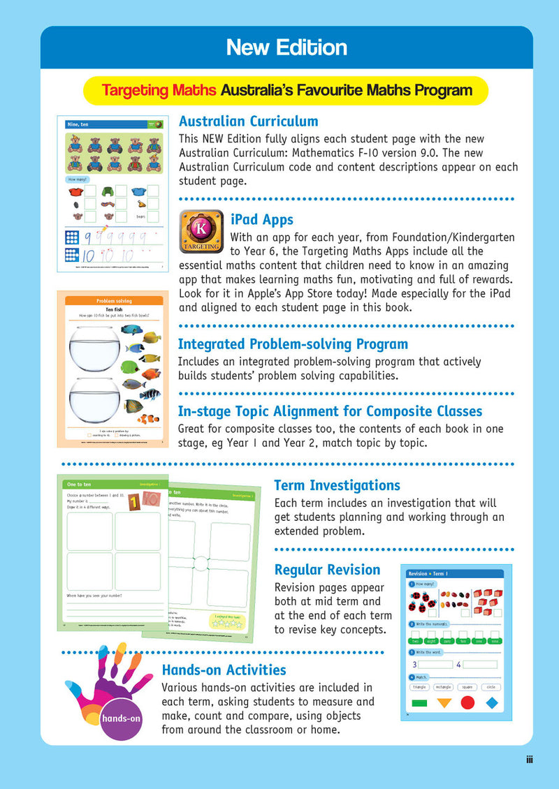 Sample inside page from the Targeting Maths Foundation Student Book, taken from the publisher product gallery