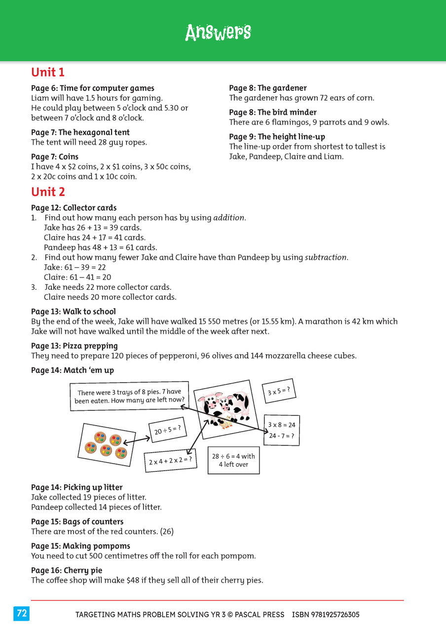 Sample interior activity page from Targeting Maths Problem Solving Year 3, as shown in the publisher gallery