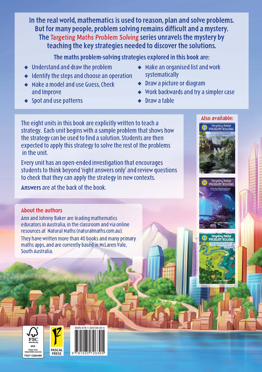Back cover of Targeting Maths Problem Solving Year 3 from the Pascal Press Targeting series