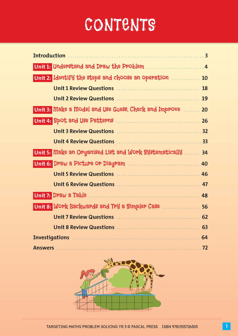 Sample interior activity page from Targeting Maths Problem Solving Year 3, as shown in the publisher gallery