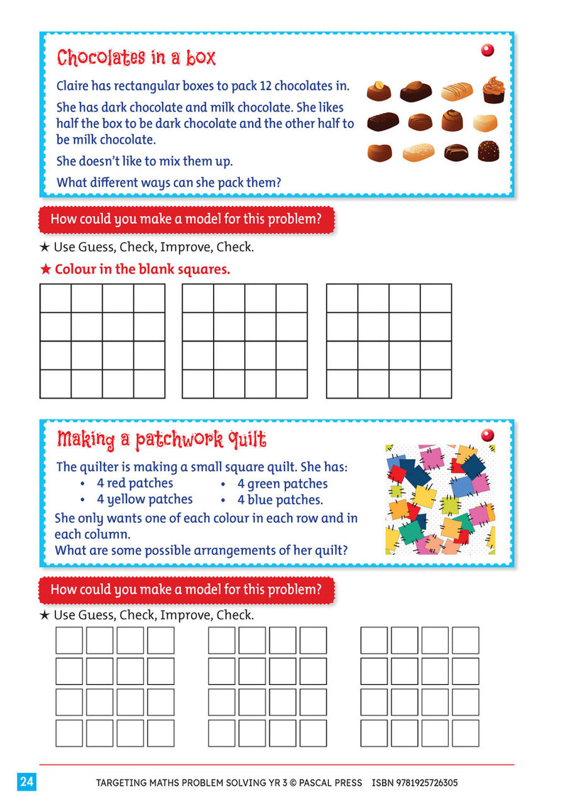 Sample interior activity page from Targeting Maths Problem Solving Year 3, as shown in the publisher gallery