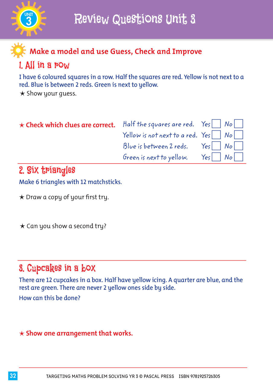 Sample interior activity page from Targeting Maths Problem Solving Year 3, as shown in the publisher gallery