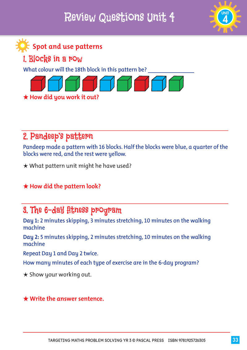 Sample interior activity page from Targeting Maths Problem Solving Year 3, as shown in the publisher gallery