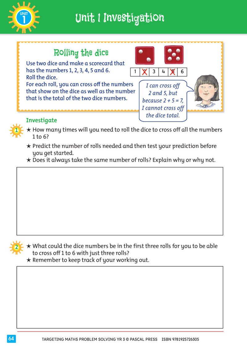 Sample interior activity page from Targeting Maths Problem Solving Year 3, as shown in the publisher gallery
