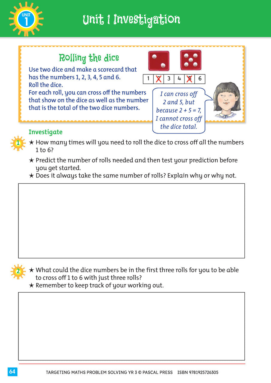 Sample interior activity page from Targeting Maths Problem Solving Year 3, as shown in the publisher gallery