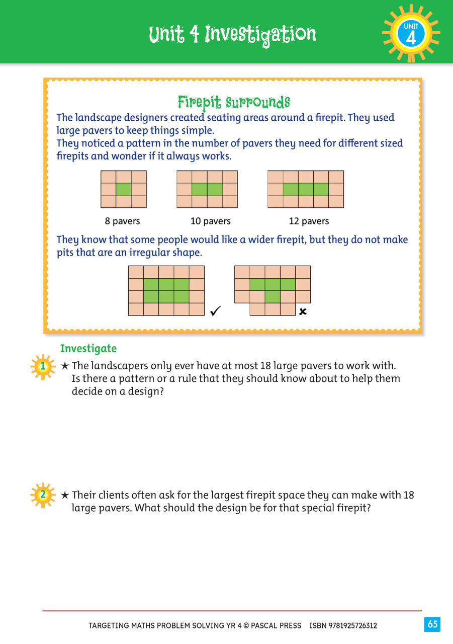 Sample interior activity page from Targeting Maths Problem Solving Year 4, as shown in the publisher gallery