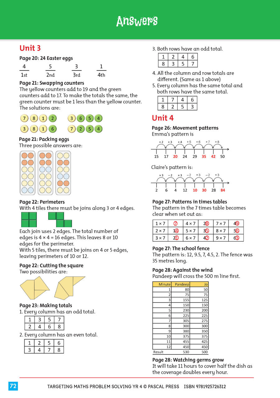 Sample interior activity page from Targeting Maths Problem Solving Year 4, as shown in the publisher gallery