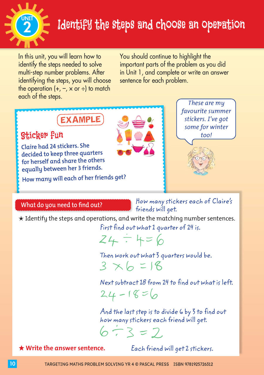 Sample interior activity page from Targeting Maths Problem Solving Year 4, as shown in the publisher gallery