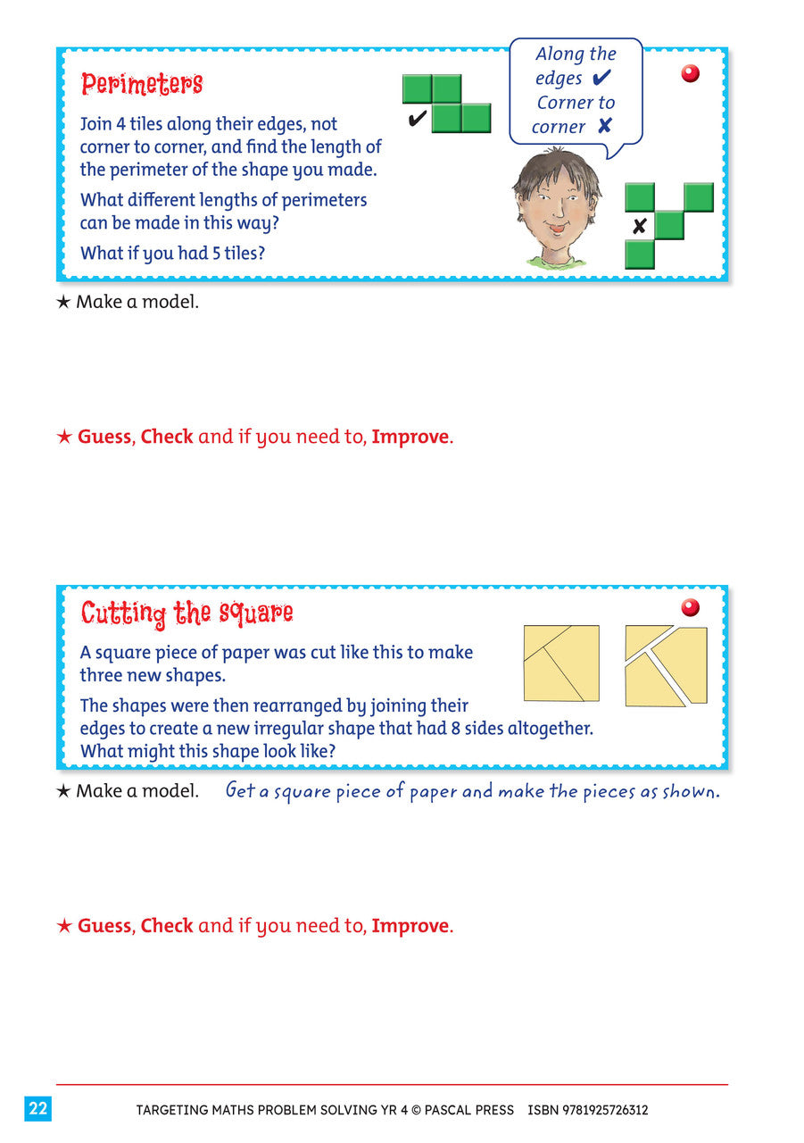 Sample interior activity page from Targeting Maths Problem Solving Year 4, as shown in the publisher gallery
