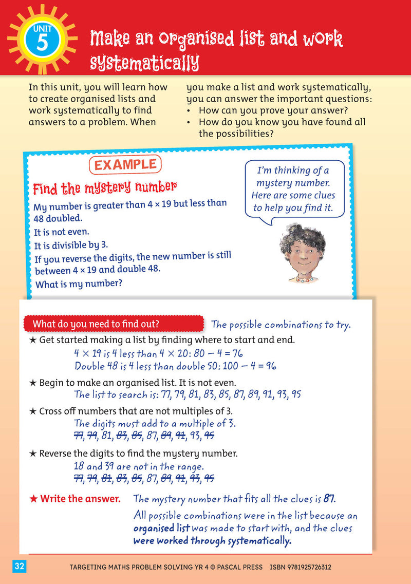 Sample interior activity page from Targeting Maths Problem Solving Year 4, as shown in the publisher gallery