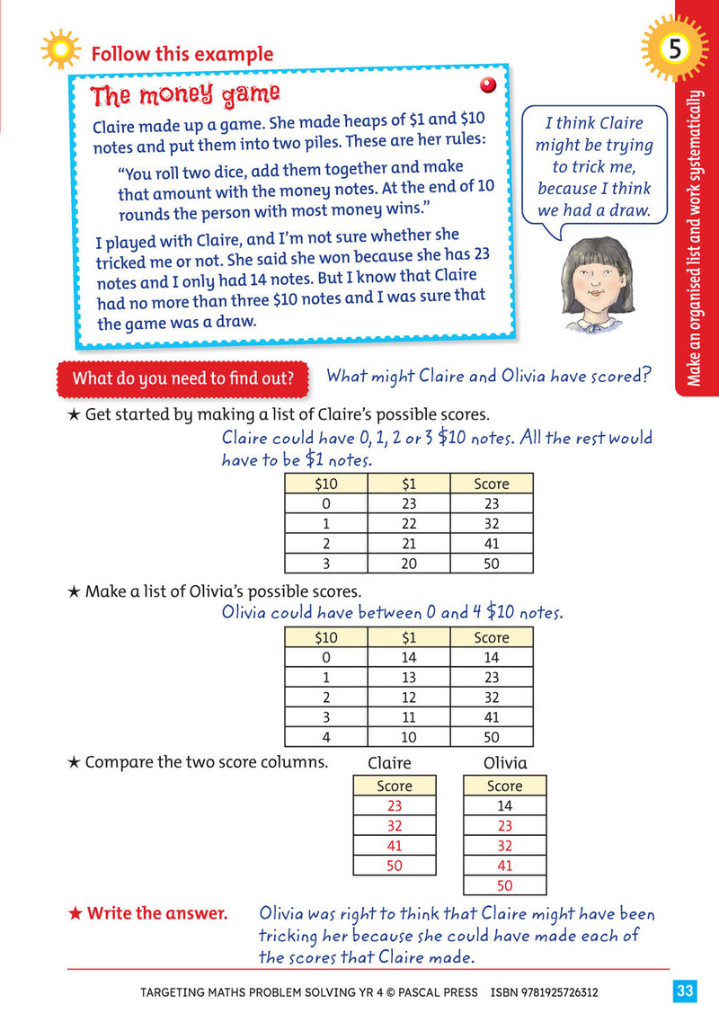 Sample interior activity page from Targeting Maths Problem Solving Year 4, as shown in the publisher gallery
