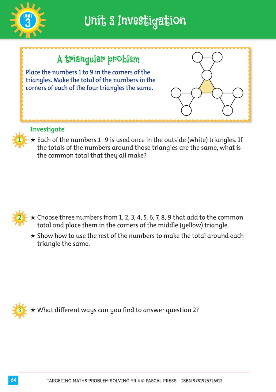 Sample interior activity page from Targeting Maths Problem Solving Year 4, as shown in the publisher gallery