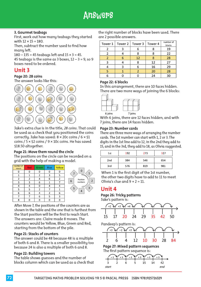 Sample interior activity page from Targeting Maths Problem Solving Year 5, as shown in the publisher gallery
