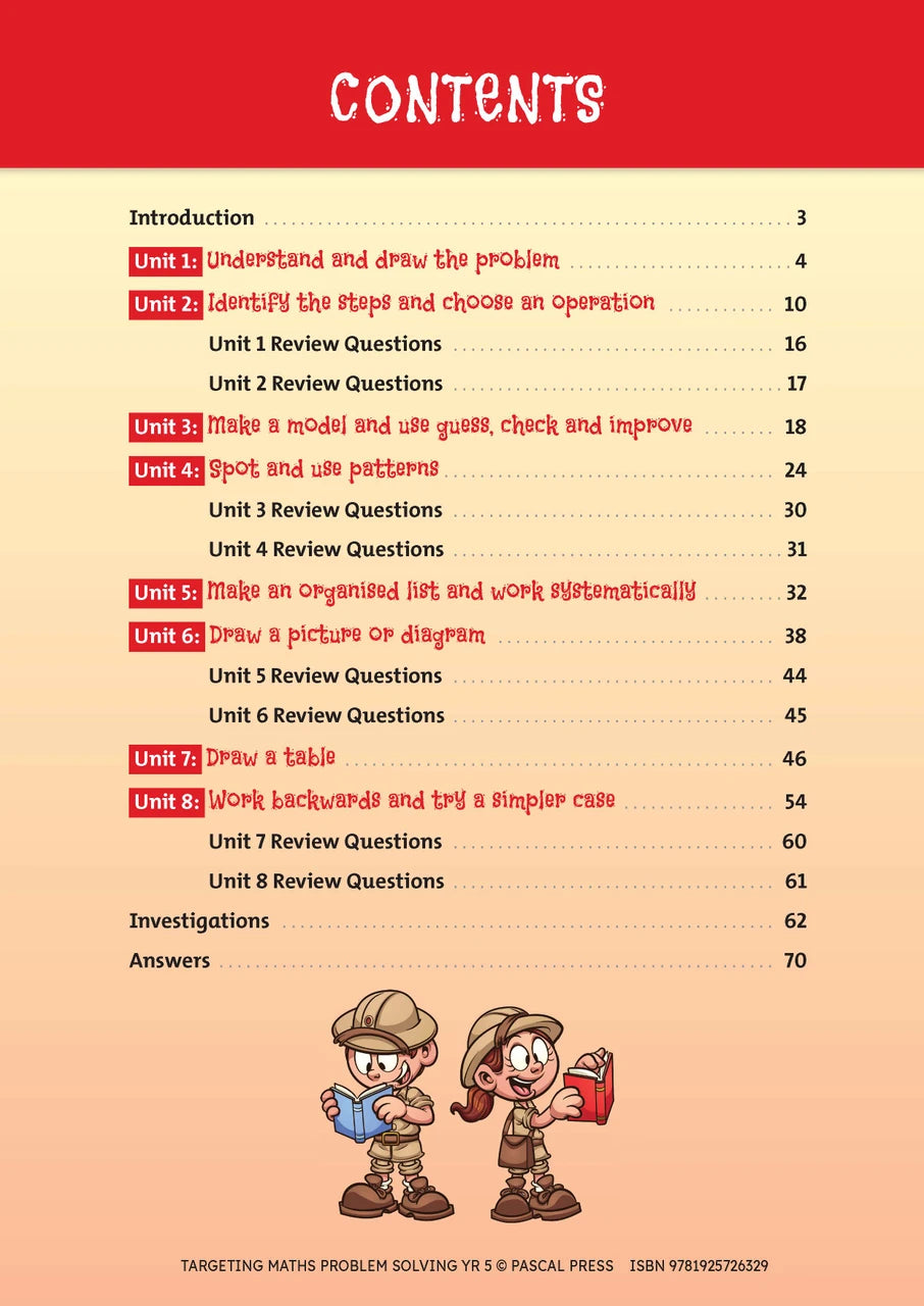 Sample interior activity page from Targeting Maths Problem Solving Year 5, as shown in the publisher gallery