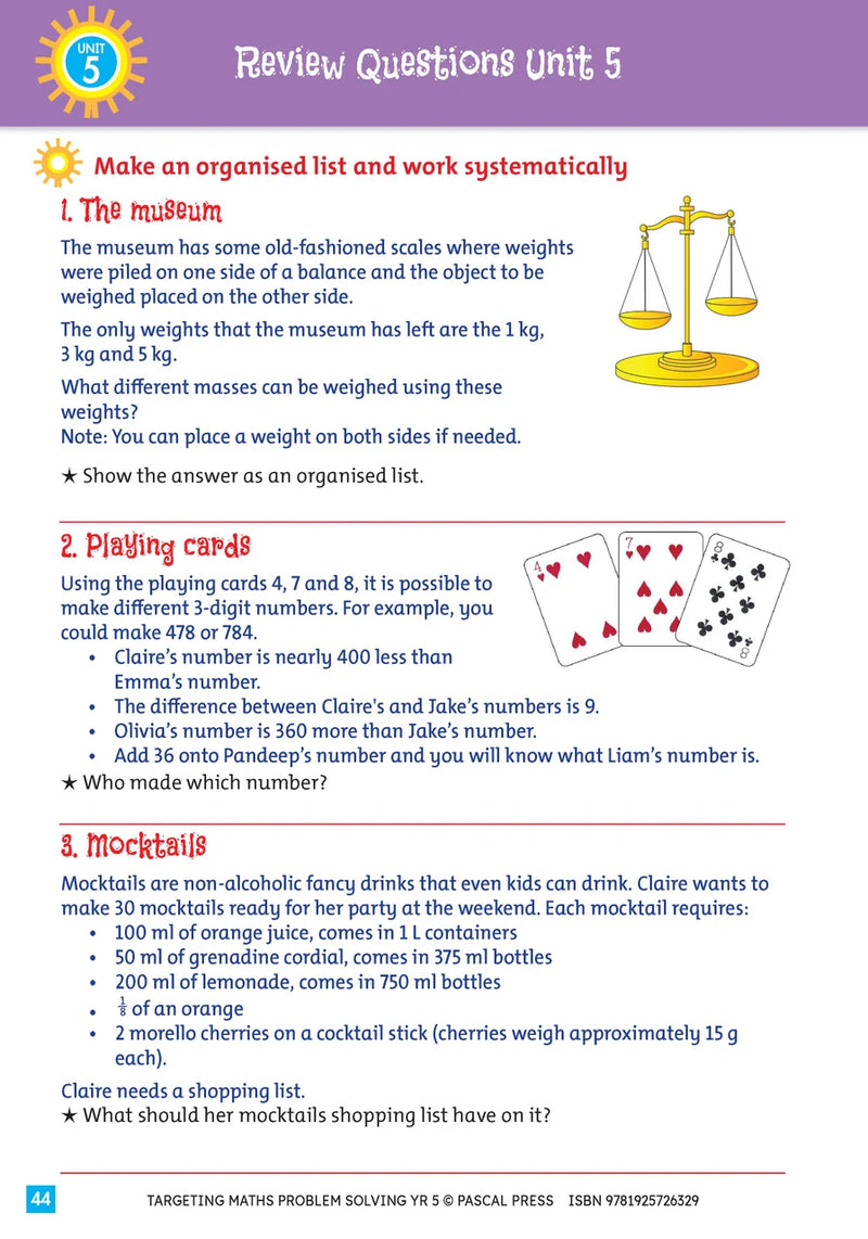 Sample interior activity page from Targeting Maths Problem Solving Year 5, as shown in the publisher gallery