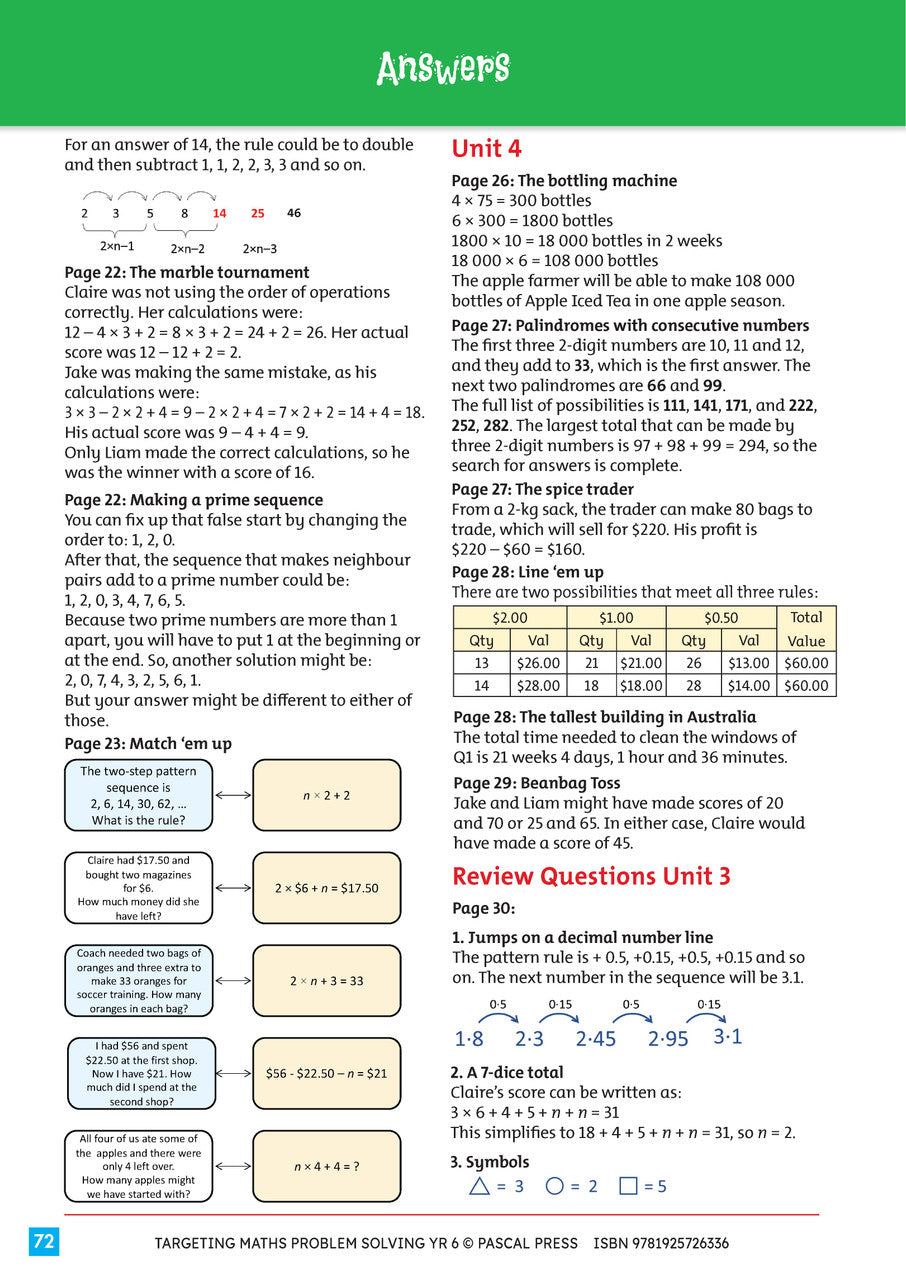 Sample interior activity page from Targeting Maths Problem Solving Year 6, as shown in the publisher gallery